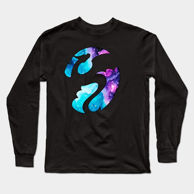 Soaring Watercolor Galaxy Dragon Long Sleeve T-Shirt by Lady Lilac